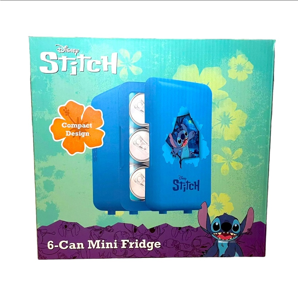 New Disney Stitch 6 Can Mini Fridge - Limited Rare Compact Design & Never Opened